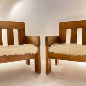 A Pair of French `Cube` Armchairs
